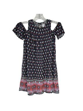 Gap Kids‎ Dress Girls Medium Blue Pink Cold Shoulder Shift Summer